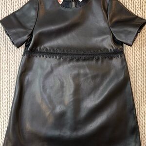 Zara Baby Black Faux Leather Dress with Lace Trim 18-24